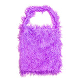 Solid Color Faux Fur Fringe Shoulder Bag