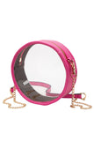 Solid Color Trim Clear Round Crossbody Bag