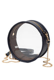 Solid Color Trim Clear Round Crossbody Bag