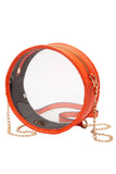 Solid Color Trim Clear Round Crossbody Bag