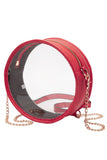 Solid Color Trim Clear Round Crossbody Bag