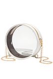 Solid Color Trim Clear Round Crossbody Bag