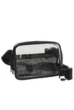 Solid Color Trim Clear Waist Crossbody Bag