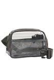 Solid Color Trim Clear Waist Crossbody Bag