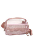 Solid Color Trim Clear Waist Crossbody Bag