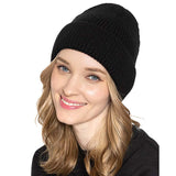Solid Ribbed Cuff Beanie Hat