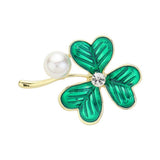 St Patrick's Day Clover Pearl Pin Brooch Green Clover Brooch Pin