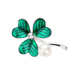 St Patrick's Day Clover Pearl Pin Brooch Green Clover Brooch Pin