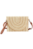 Stitch Trim Design Straw Clutch Crossbody Bag
