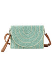 Stitch Trim Design Straw Clutch Crossbody Bag