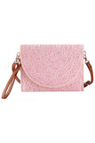 Stitch Trim Design Straw Clutch Crossbody Bag