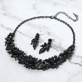 Stone Embellished Flower Collar Evening Necklace