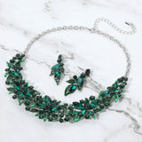 Stone Embellished Flower Collar Evening Necklace