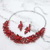 Stone Embellished Flower Collar Evening Necklace