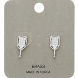 Stone Paved Pickleball Paddle Stud Earrings