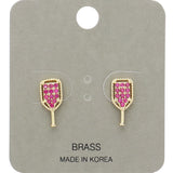 Stone Paved Pickleball Paddle Stud Earrings
