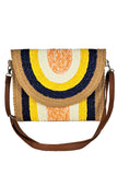 Straw Multi Color Clutch Crossbody Bag