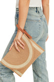 Straw Two Tone Envelope Crossbody Clutch Bag
