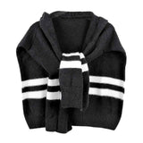 Striped Knit Hoodie Top