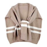 Striped Knit Hoodie Top