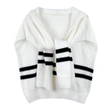 Striped Knit Hoodie Top
