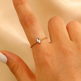 Stainless Steel Zircon Line Ring