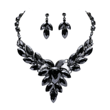 Teardrop Center Marquise Stone Cluster Necklace Earring Set