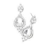 Teardrop Centered Dangle Evening Earrings