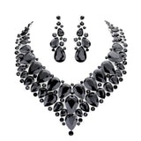 Teardrop Cluster Rhinestone Collar Necklace Earrings Set