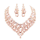 Teardrop Cluster Rhinestone Collar Necklace Earrings Set