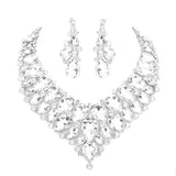 Teardrop Cluster Rhinestone Collar Necklace Earrings Set