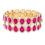 Teardrop Glass Crystal Pave Stretch Evening Bracelet