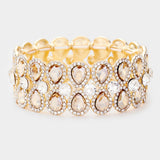 Teardrop Glass Crystal Pave Stretch Evening Bracelet