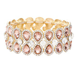 Teardrop Glass Crystal Pave Stretch Evening Bracelet