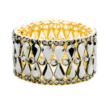 Teardrop Glass Stone Cluster Evening Stretch Bracelet