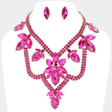 Teardrop Marquise Stone Accented Draped Evening Necklace