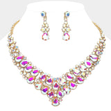 Teardrop Stone Cluster Collar Evening Necklace