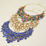 Teardrop Stone Cluster Embellished Statement Evening Necklace