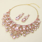 Teardrop Stone Cluster Embellished Statement Evening Necklace