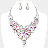 Teardrop Stone Cluster Evening Bib Necklace