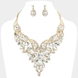 Teardrop Stone Cluster Evening Bib Necklace