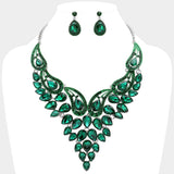 Teardrop Stone Cluster Evening Bib Necklace