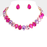 Teardrop Stone Cluster Link Evening Necklace
