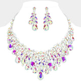 Teardrop Stone Cluster Marquise Vine Embellished Evening Necklace