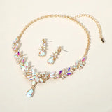 Teardrop Stone Cluster Pointed Marquise Stone Cluster Embellished Evening Necklace
