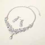 Teardrop Stone Cluster Pointed Marquise Stone Cluster Embellished Evening Necklace