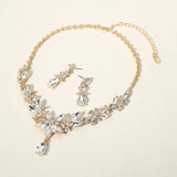 Teardrop Stone Cluster Pointed Marquise Stone Cluster Embellished Evening Necklace