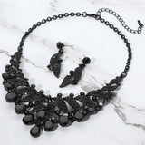 Teardrop Stone Cluster Rhinestone Paved Embellished Collar Evening Necklace
