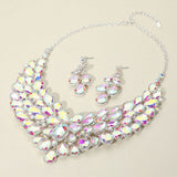Teardrop Stone Cluster Statement Evening Necklace