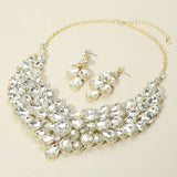 Teardrop Stone Cluster Statement Evening Necklace